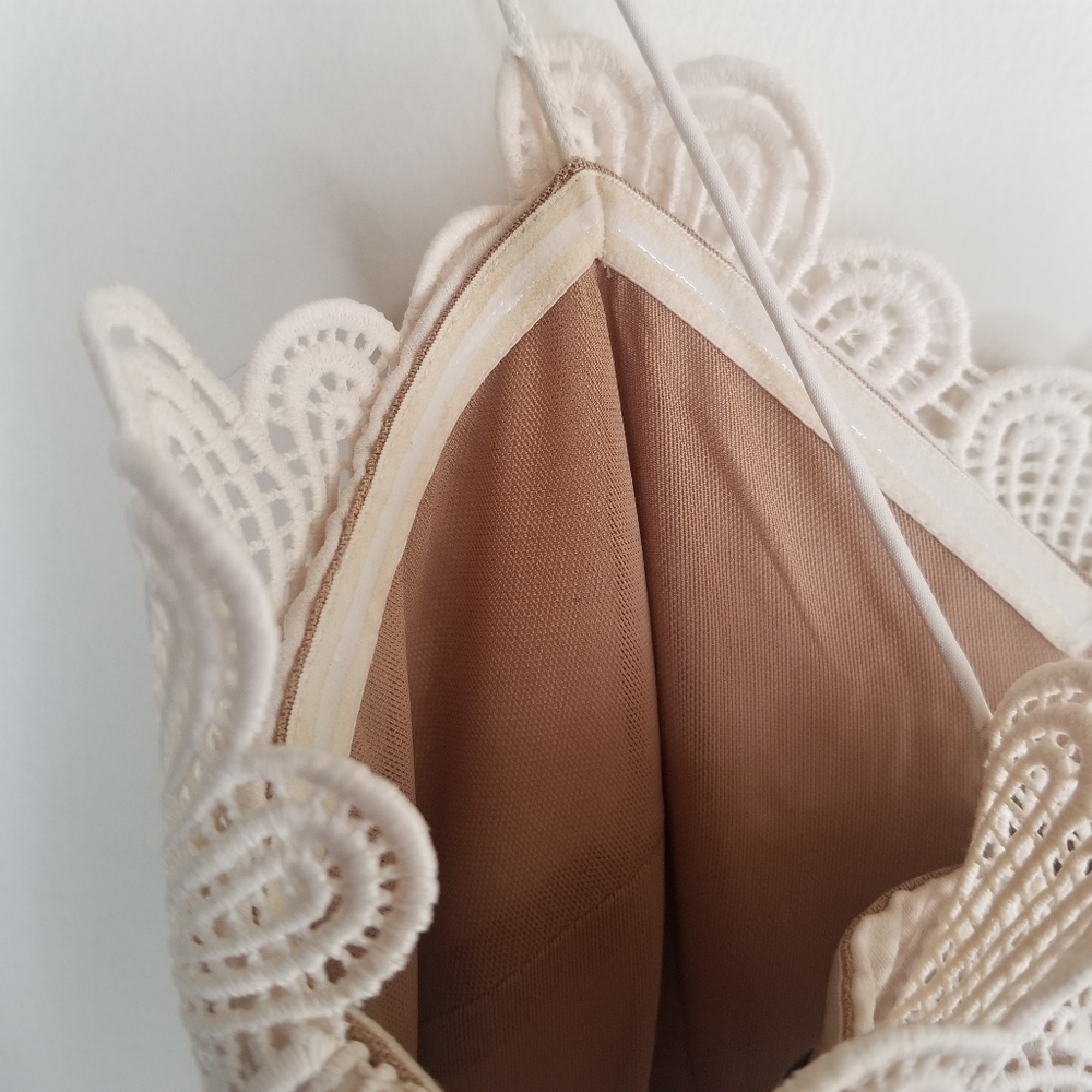 Self-Portrait Lace Peplum Pleated Midi Dress Cream Romantic Occasion Event Dress - Picture 6 of 16